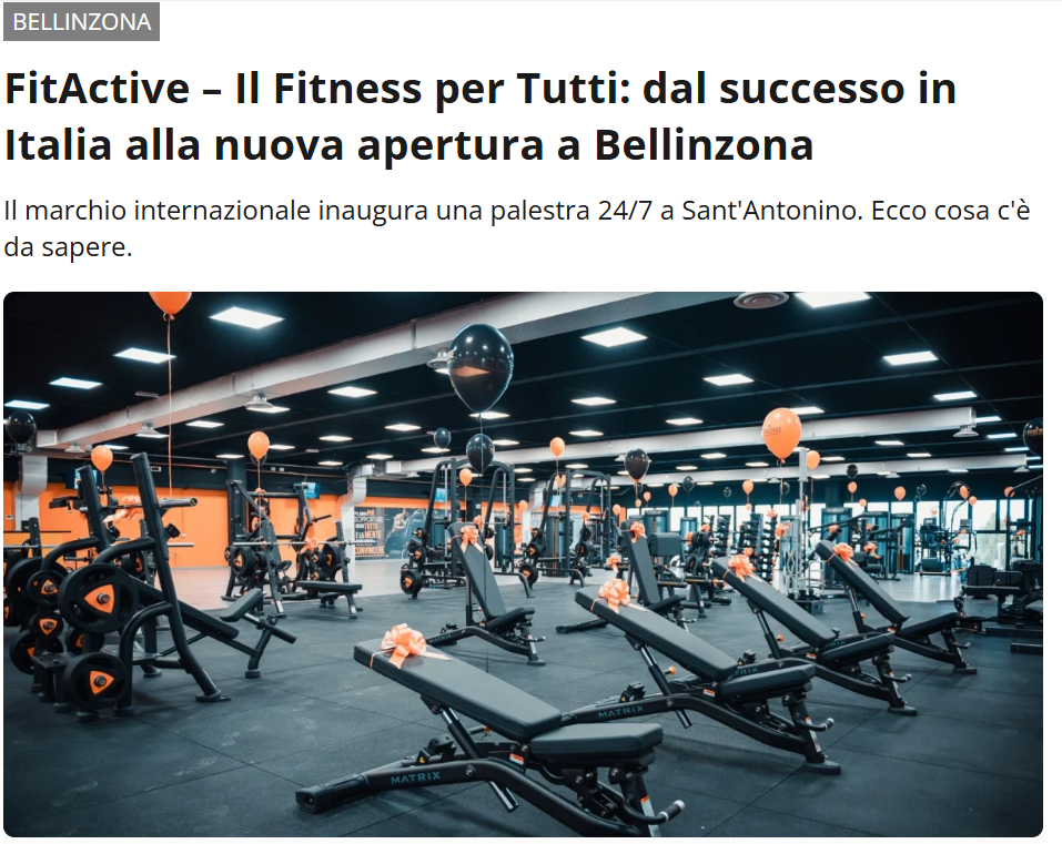 FitActive Bellinzona - Articoli e rassegna stampa